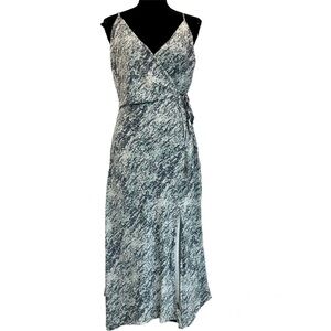 GENTLE fawn blue print wrap spaghetti strap dress Sz M NWOT